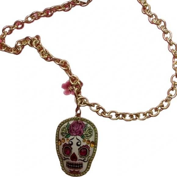 BETSEY JOHNSON Mexican Sugar Skull Dia de los Muertos Current 2024 Necklace NWT - Picture 5 of 8